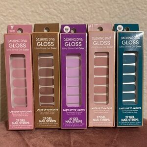 Dashing Diva Gloss Gel Nail Strips Set - Pink, Gold, Purple, Blue
